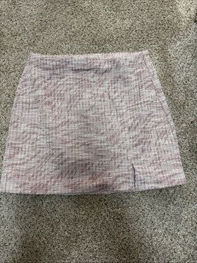 T.J.Maxx Pink and Cream Tweed Mini Skirt with Side Slit